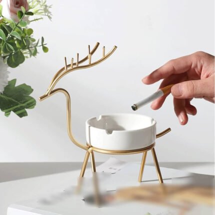 Deer Style Gold Metal Ashtray