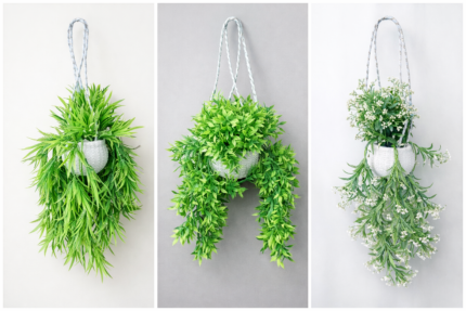 Pack of 2, Hanging Artificial Flower Potted Plant