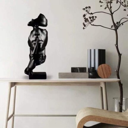 1 Pcs, Black And Golden Abstract Silence Statue For Home Dec