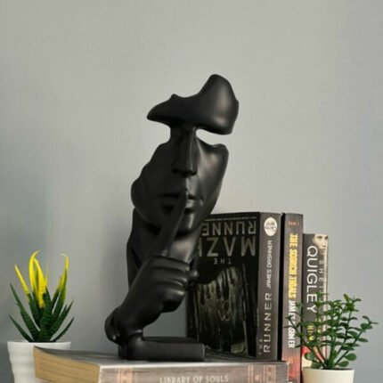 1 Pcs, Black And Golden Abstract Silence Statue For Home Dec