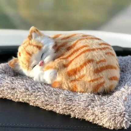Medium Size Sleeping Furry Cat For Decorations