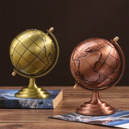 1 Pcs, Metal World Globe In Medium Size Show Piece