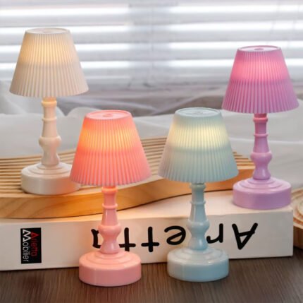 Pack Of 4, French Retro Adorable Mini Lamp For Night Light ( White, Pink, Sky Blue, Purple )