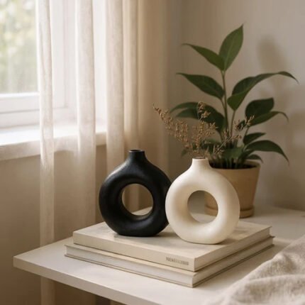 1 pc, Donut Vases, Hollow Circle Vases For Decorative, Centerpiece Table Party, Living Room, Office, Bedroom